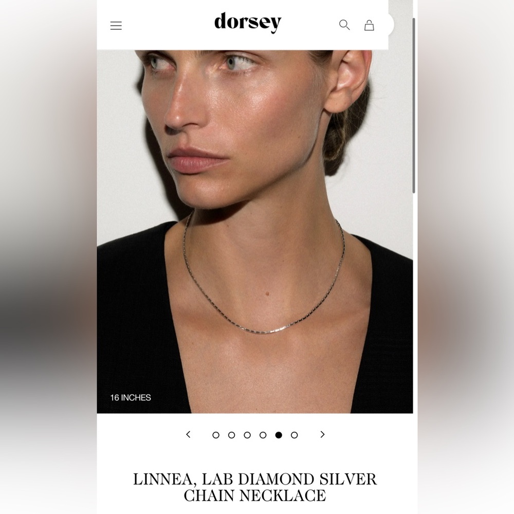 LINNEA, LAB DIAMOND SILVER CHAIN NECKLACE. 18”.